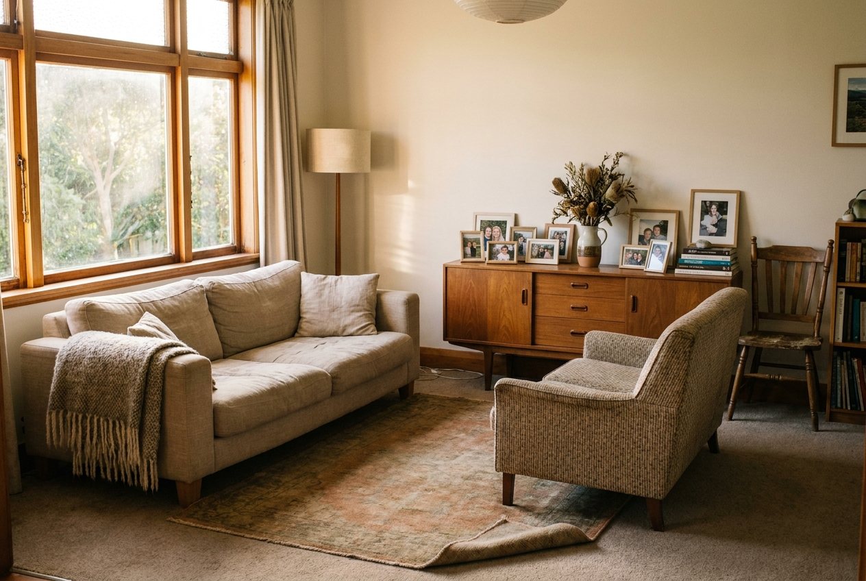 An interior, resolving